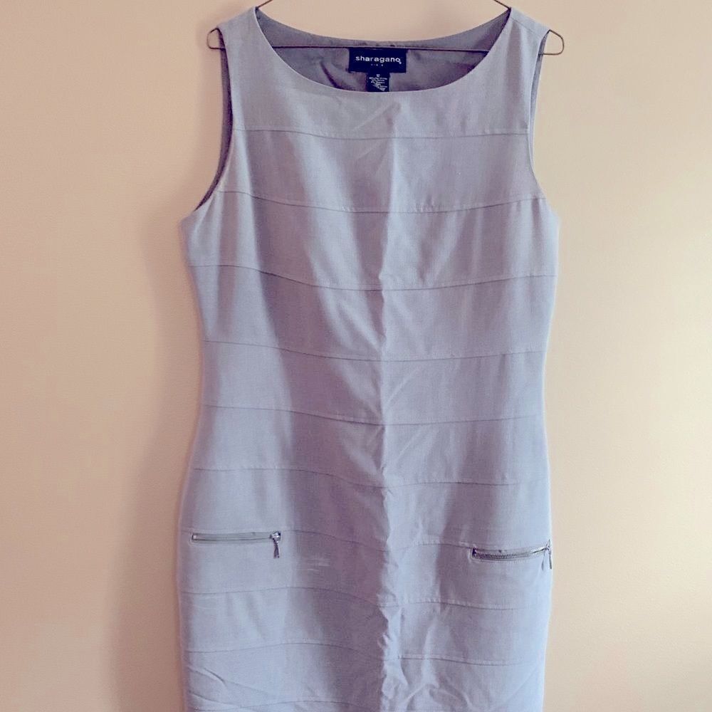 Sharagano sleeveless gray shift dress lightweight size 12